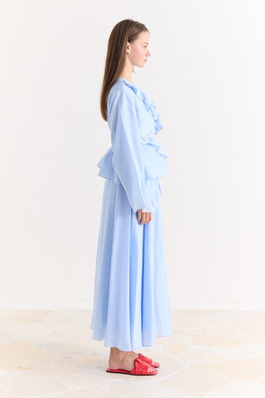 Ruffled Top & Midi Skirt Set - Modest, Relaxed Fit — Mavi