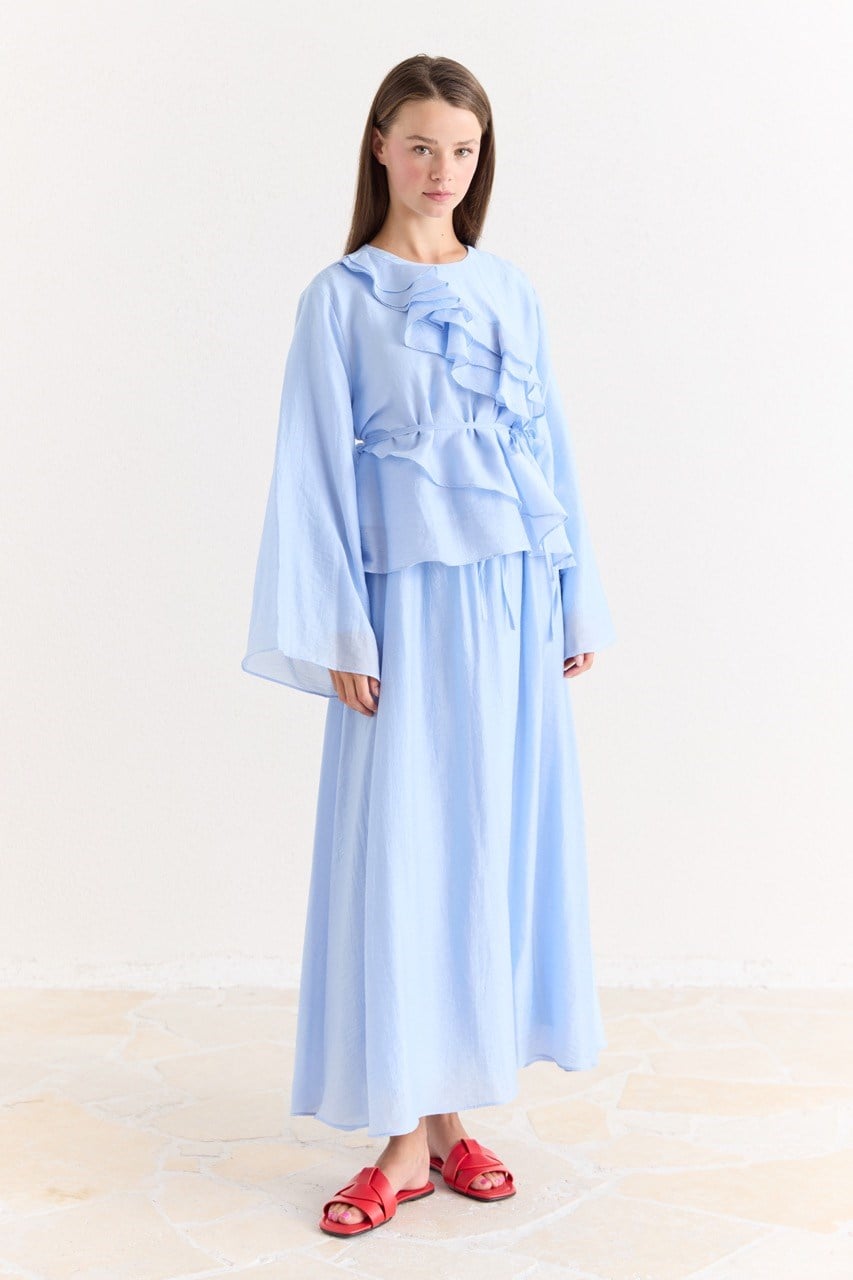 Ruffled Top & Midi Skirt Set - Modest, Relaxed Fit — Mavi