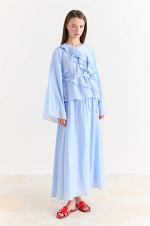 Ruffled Top & Midi Skirt Set - Modest, Relaxed Fit — Mavi