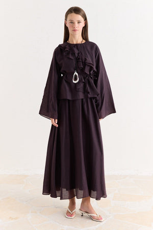 Ruffled Top & Midi Skirt Set - Modest, Relaxed Fit — Mürdüm