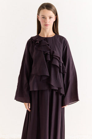 Ruffled Top & Midi Skirt Set - Modest, Relaxed Fit — Mürdüm