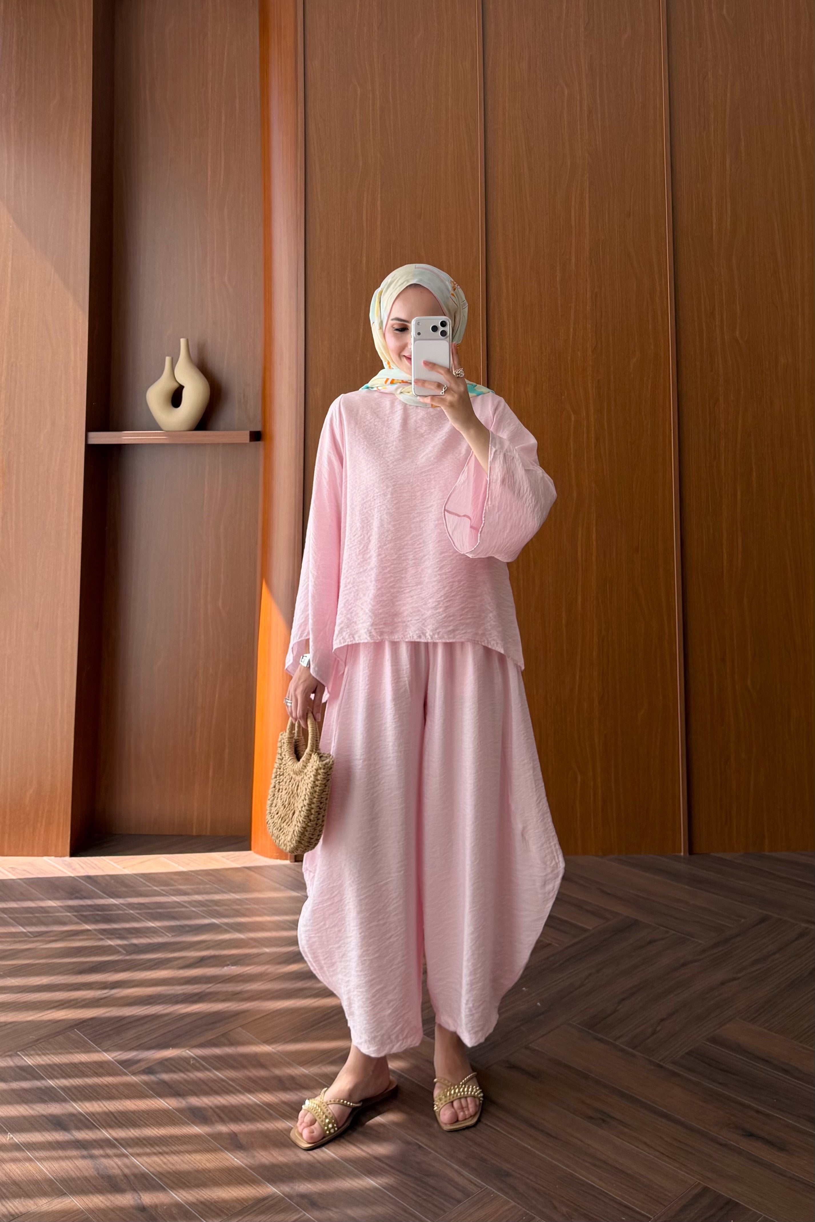 Relaxed Harem Pant Set with Wide Sleeves — PEMBE