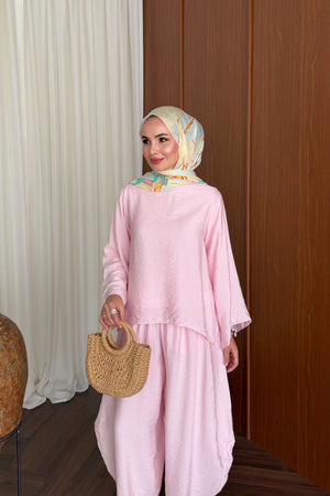 Relaxed Harem Pant Set with Wide Sleeves — PEMBE