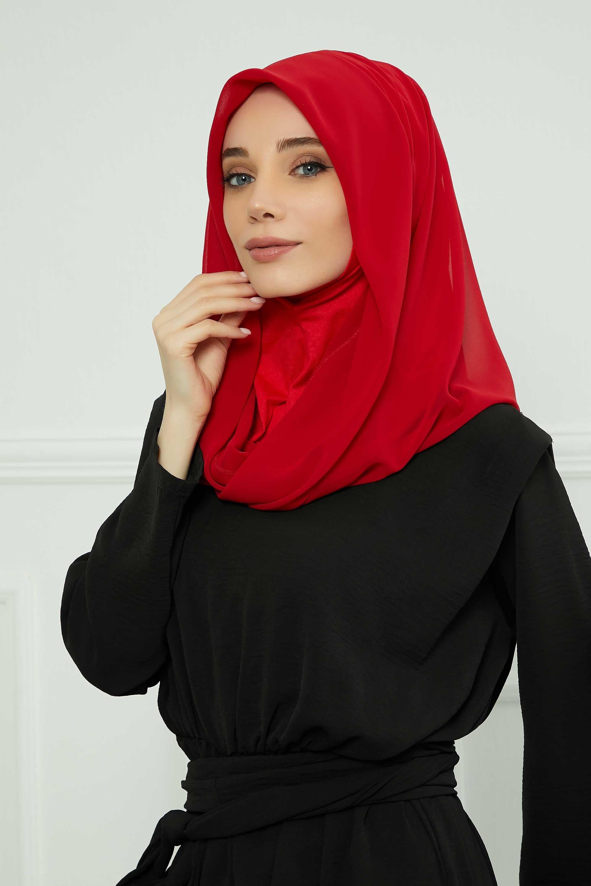 Practical Chiffon Hijab with Jersey Inner Bonnet