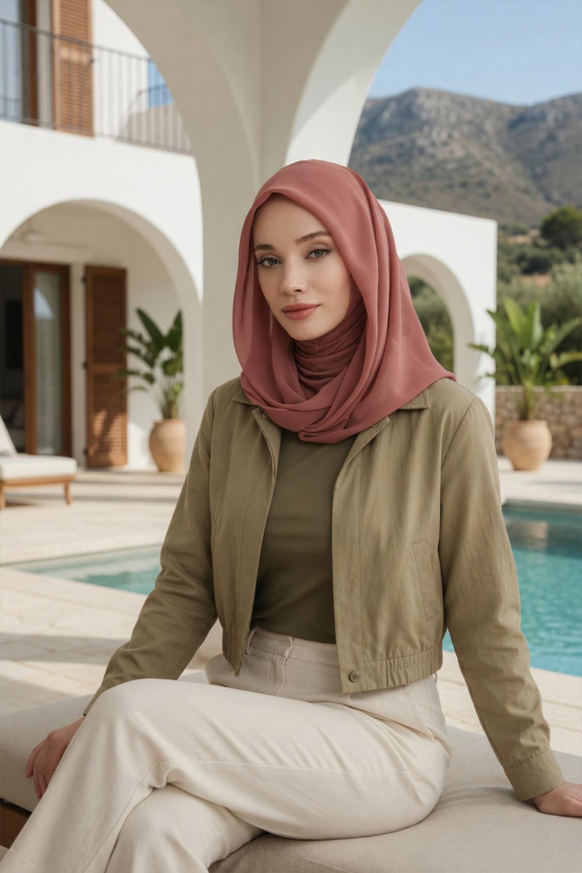 Practical Chiffon Hijab with Jersey Inner Bonnet