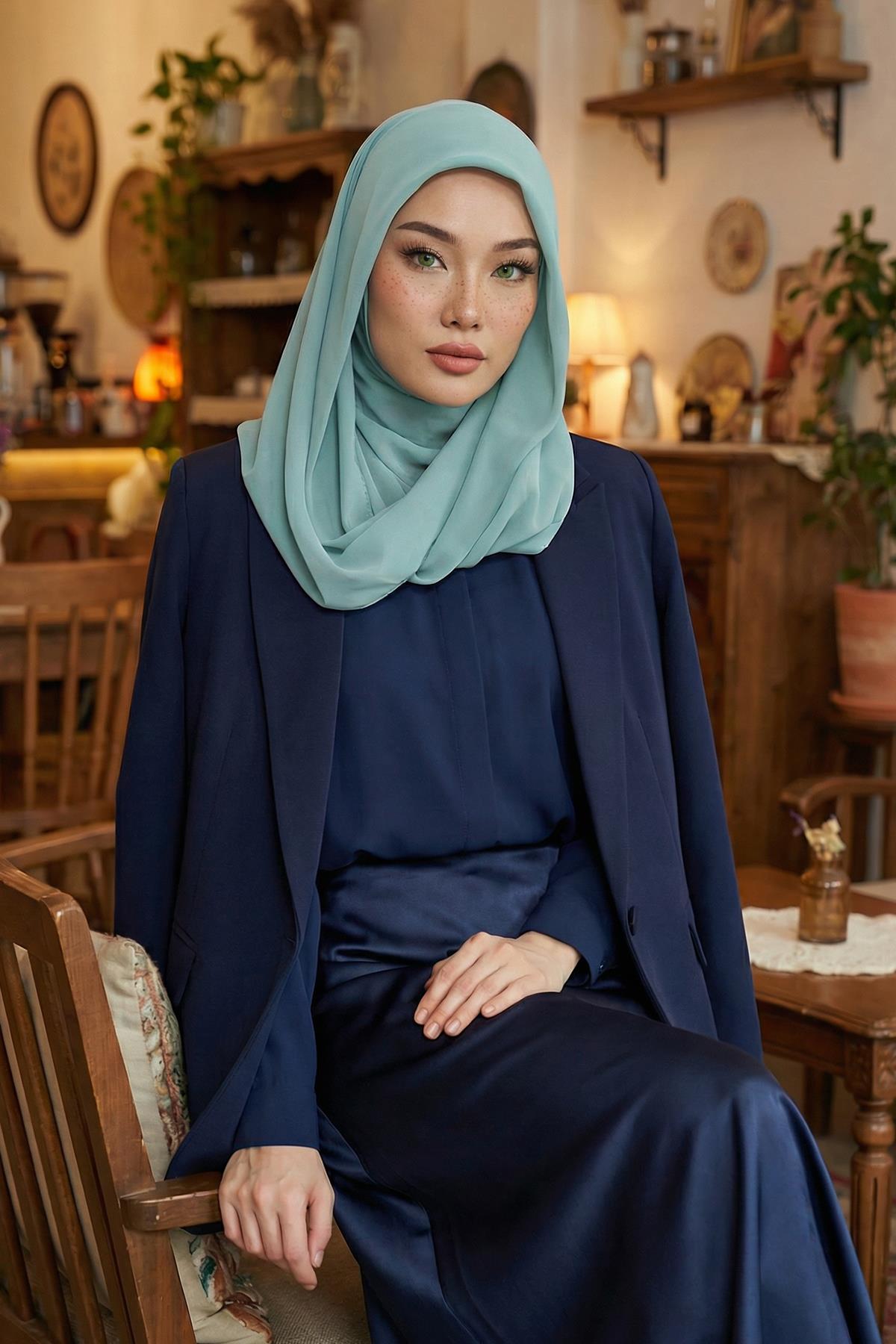 Practical Chiffon Hijab with Jersey Inner Bonnet