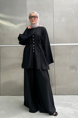 Relaxed Linen Blend Tunic & Wide-Leg Trouser Set — Renk 3