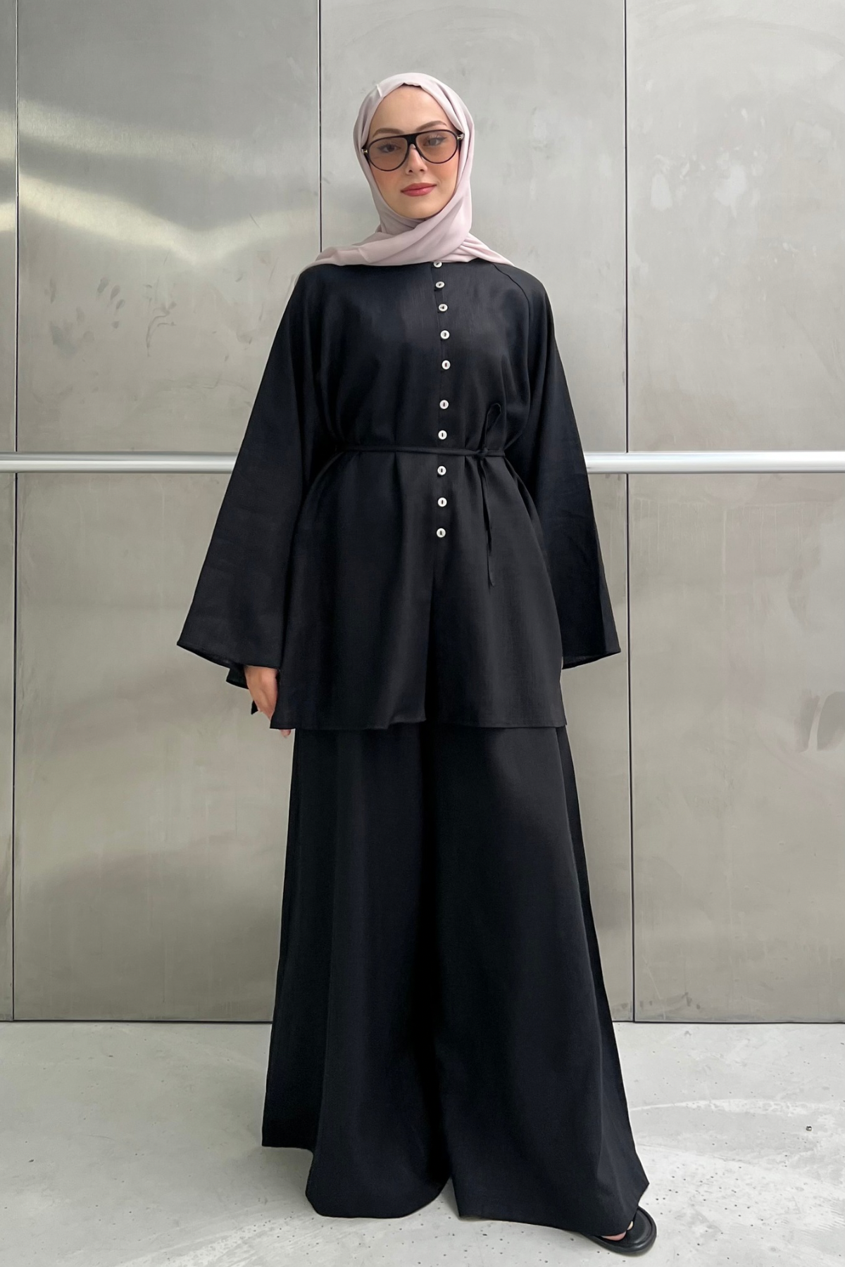 Relaxed Linen Blend Tunic & Wide-Leg Trouser Set — Renk 3