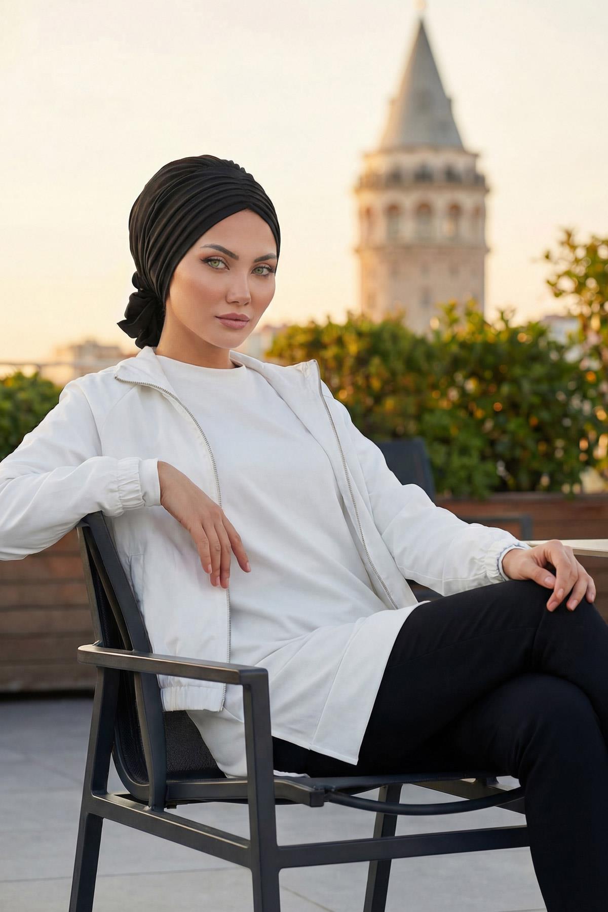 Soft Pleated Aerobin Bonnet Head Covering