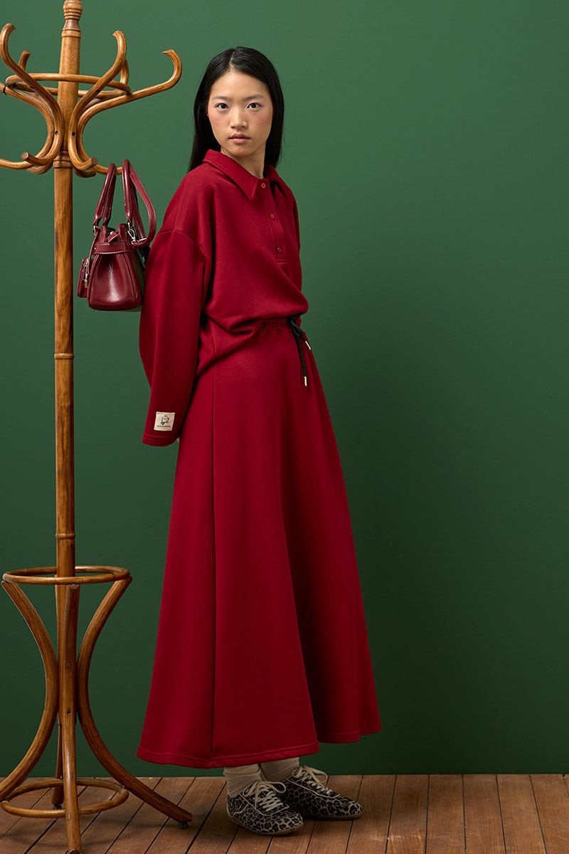 Modest Knit Polo Top & Skirt Set