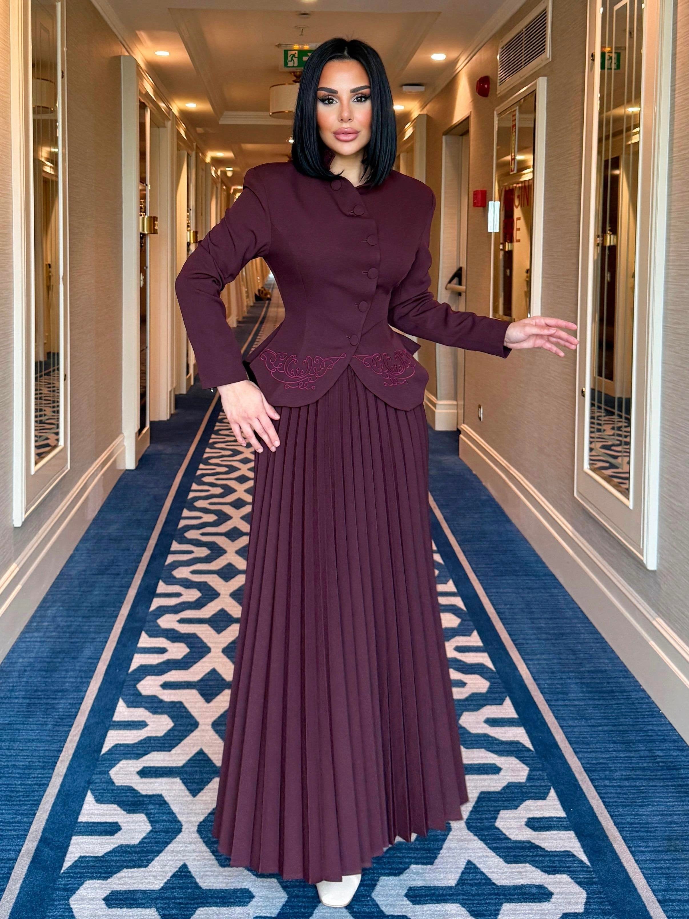Embroidered Skirt Suit