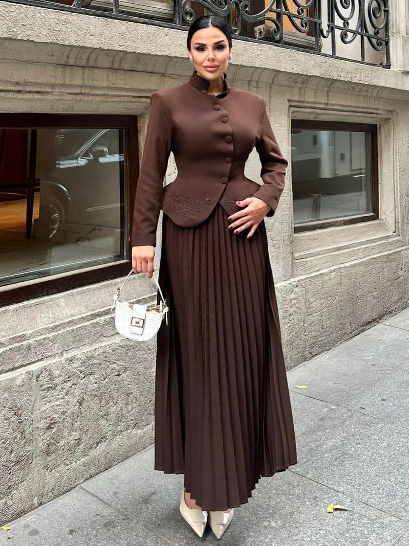 Embroidered Skirt Suit