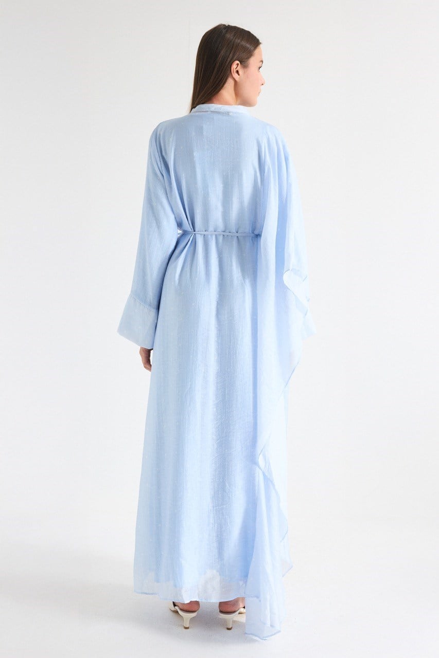High Neck Maxi Dress with Self-Tie Belt and Bell Sleeves — Mavi