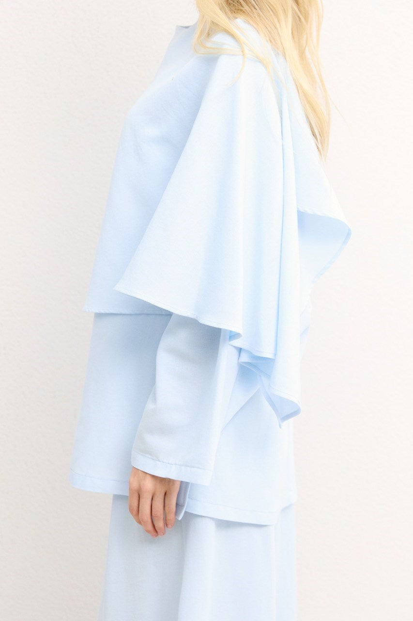 Relaxed Two-Piece Set: Cape Tunic & Wide Trousers — Mavi