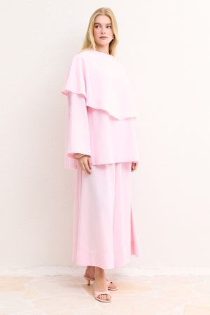 Relaxed Two-Piece Set: Cape Tunic & Wide Trousers — Pembe