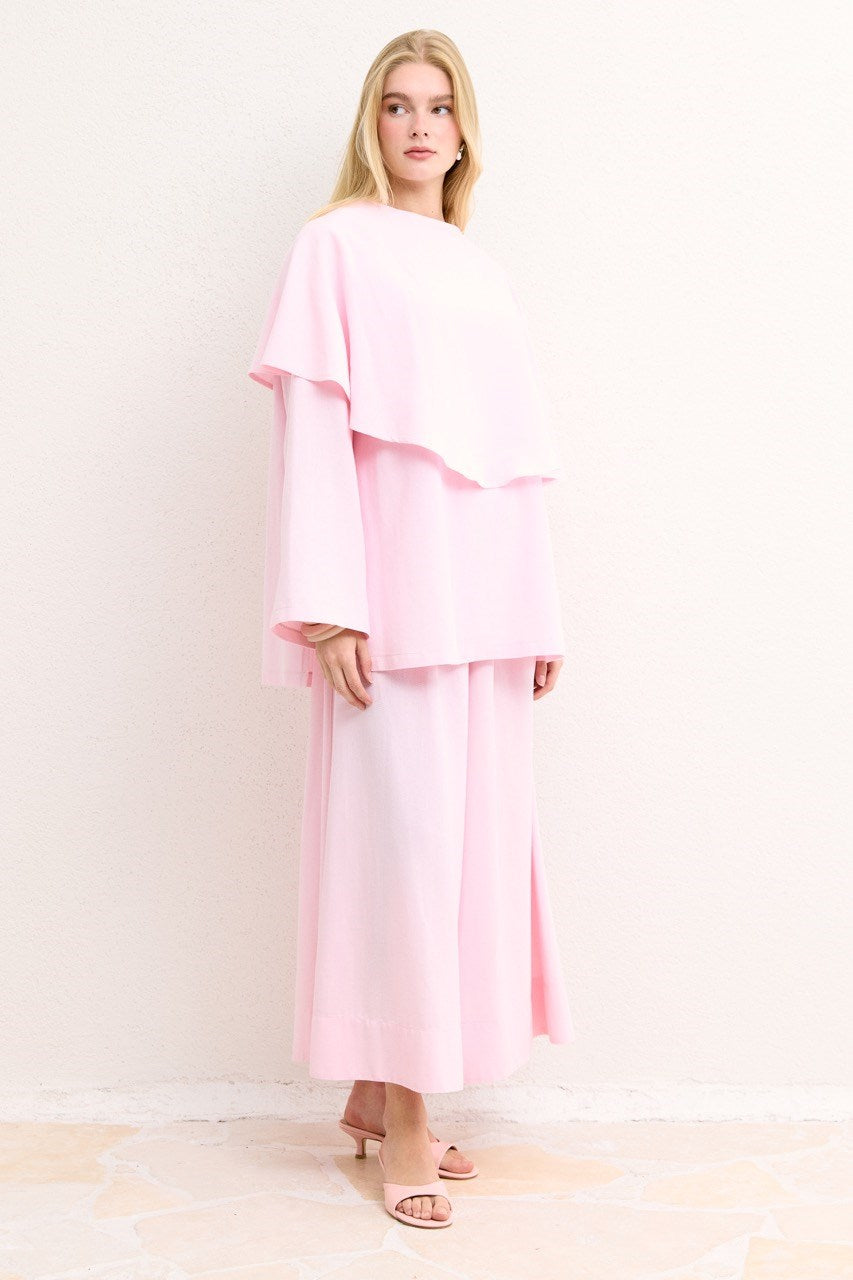Relaxed Two-Piece Set: Cape Tunic & Wide Trousers — Pembe