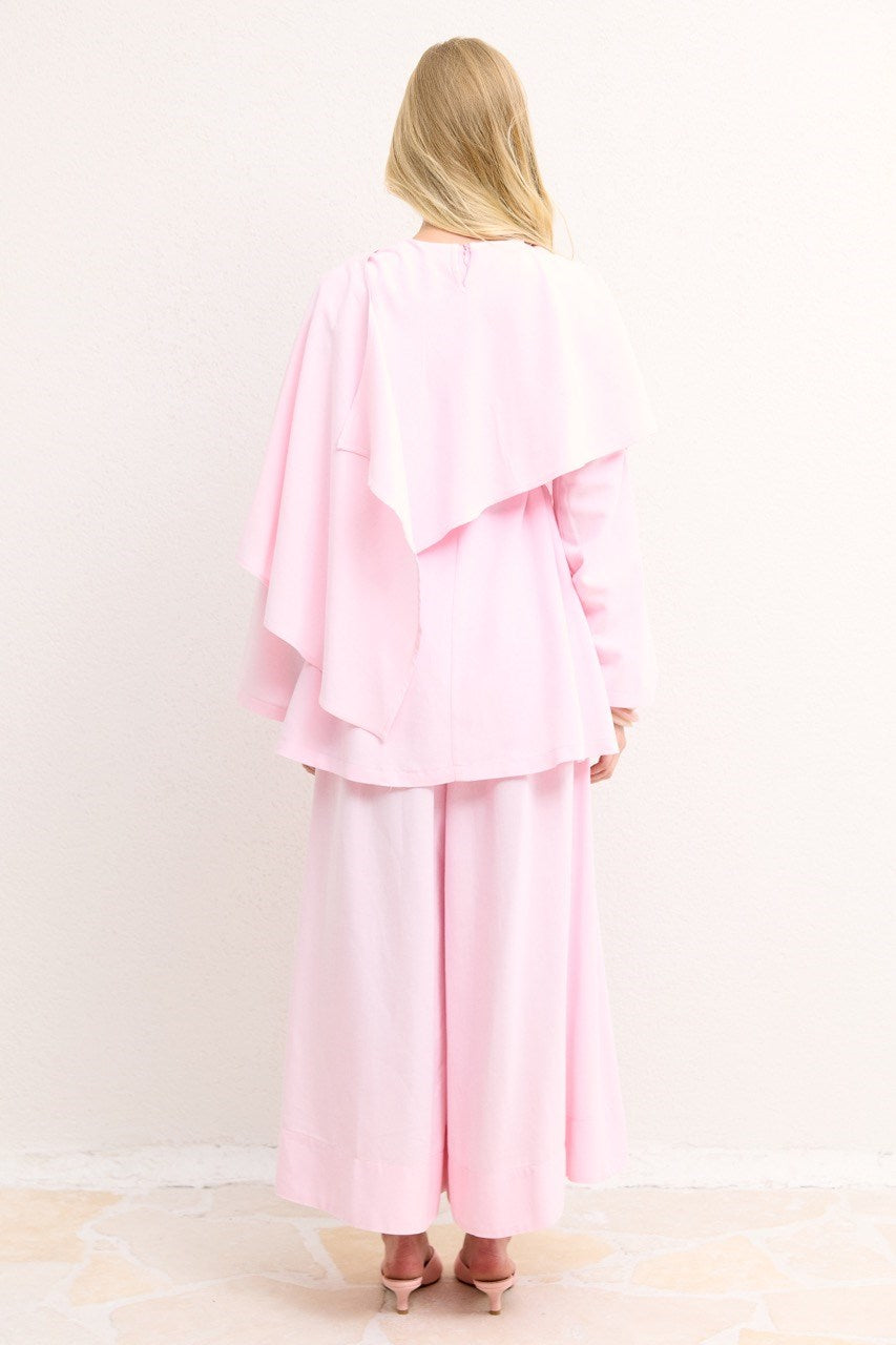 Relaxed Two-Piece Set: Cape Tunic & Wide Trousers — Pembe