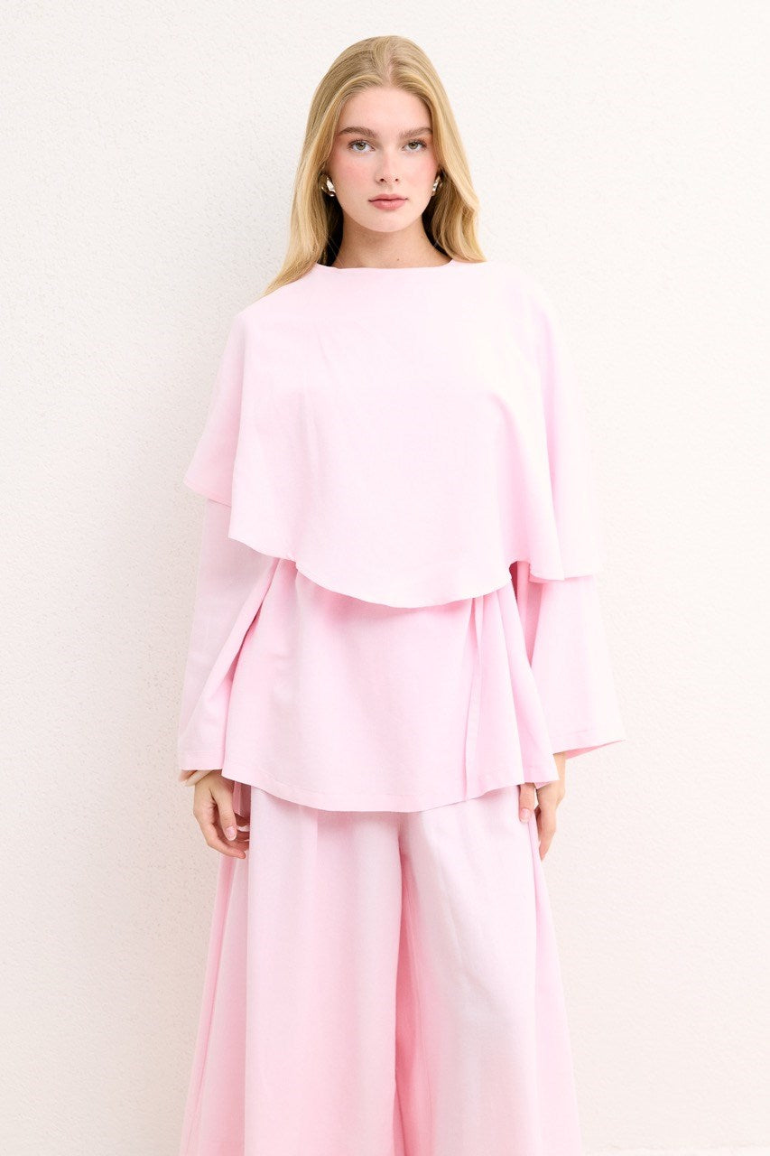 Relaxed Two-Piece Set: Cape Tunic & Wide Trousers — Pembe