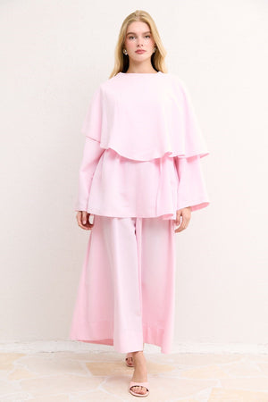 Relaxed Two-Piece Set: Cape Tunic & Wide Trousers — Pembe