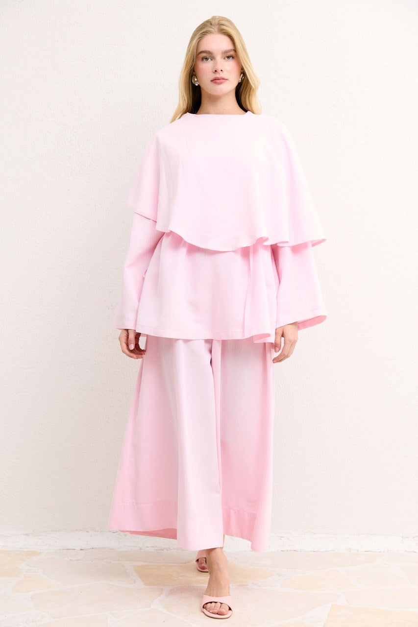 Relaxed Two-Piece Set: Cape Tunic & Wide Trousers — Pembe