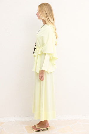 Relaxed Two-Piece Set: Cape Tunic & Wide Trousers — Sarı