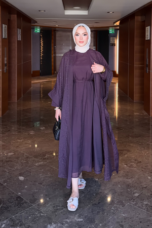 Modest Flowing Abaya Set with Subtle Embellishments — Murdum