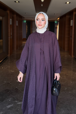 Modest Flowing Abaya Set with Subtle Embellishments — Murdum
