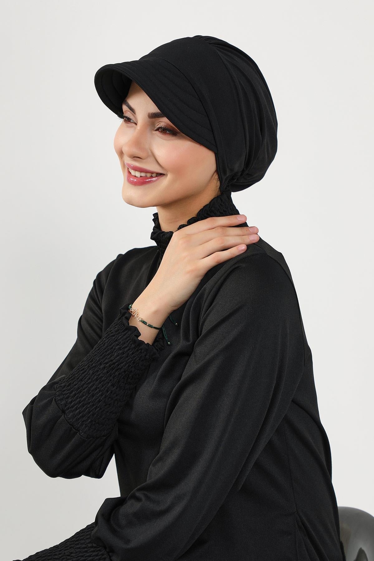Modest Swim Bonnet with Visor – Water-Resistant & Quick-Dry