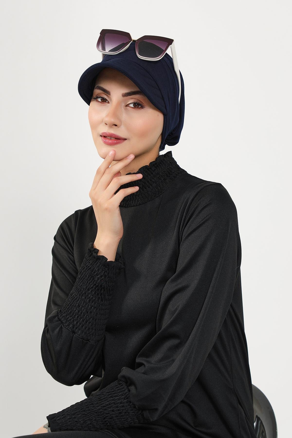 Modest Swim Bonnet with Visor – Water-Resistant & Quick-Dry