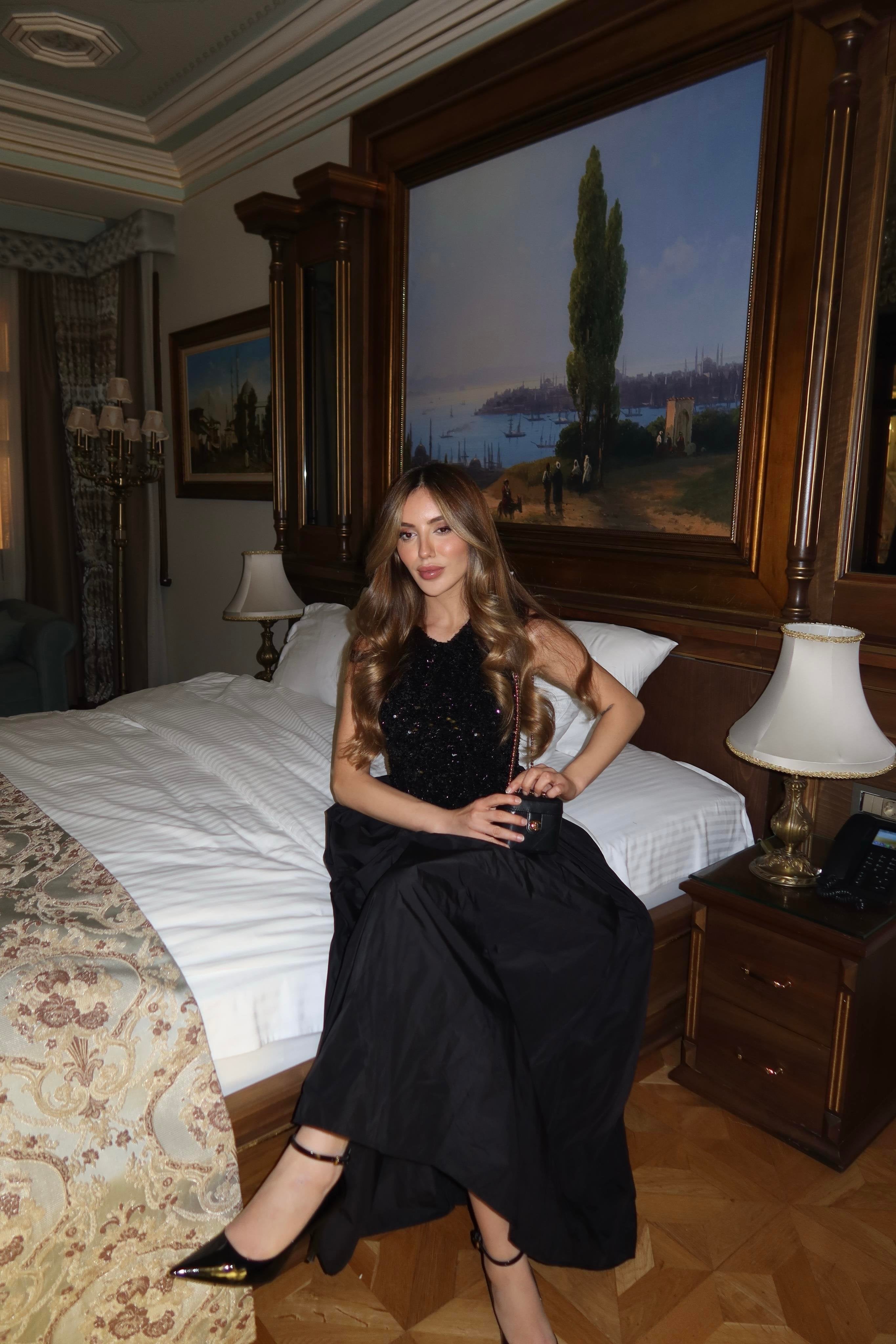 Sequin Taffeta Evening Dress