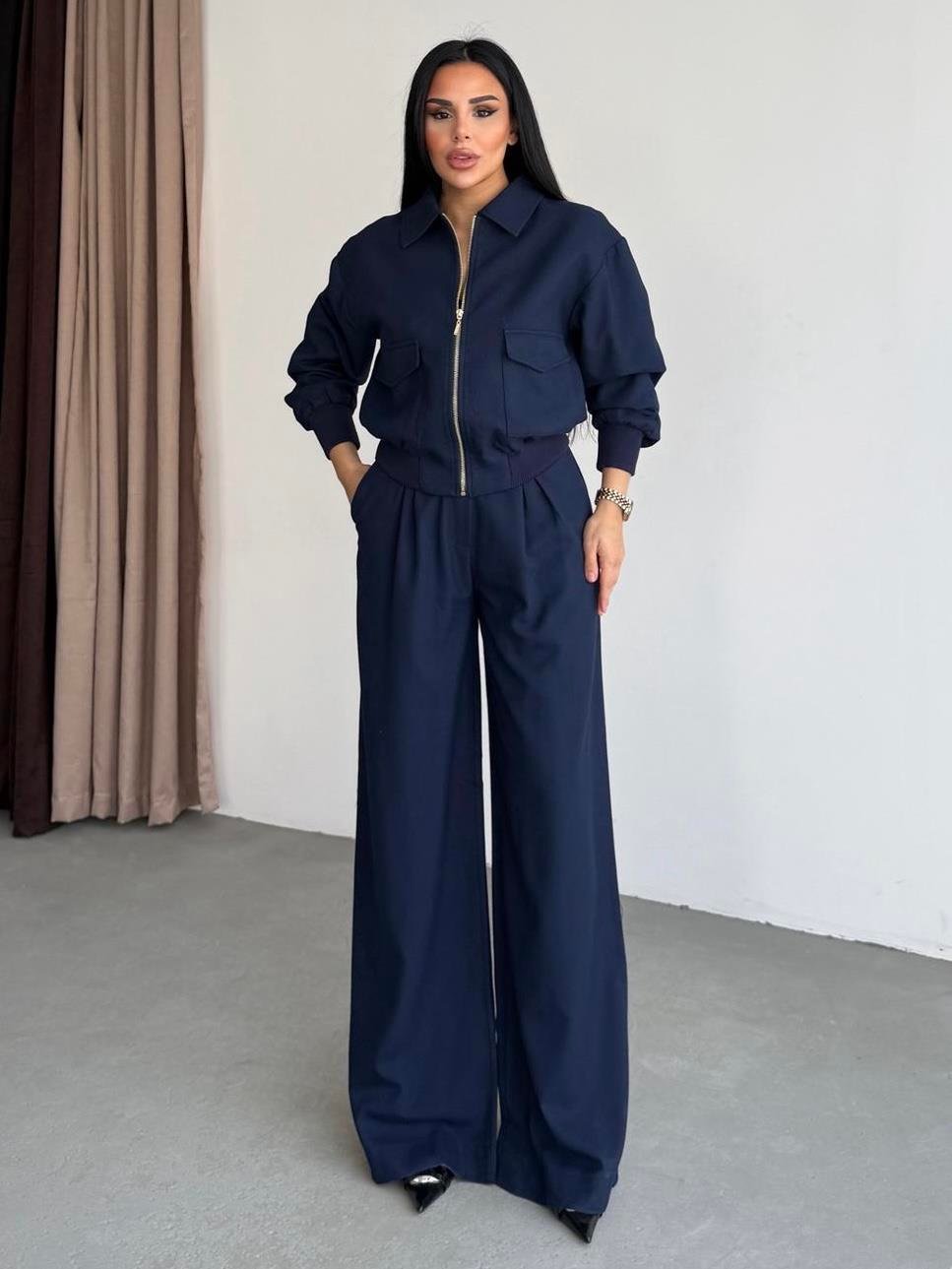 Two-Piece Jacket Suit with Stone Embellishments