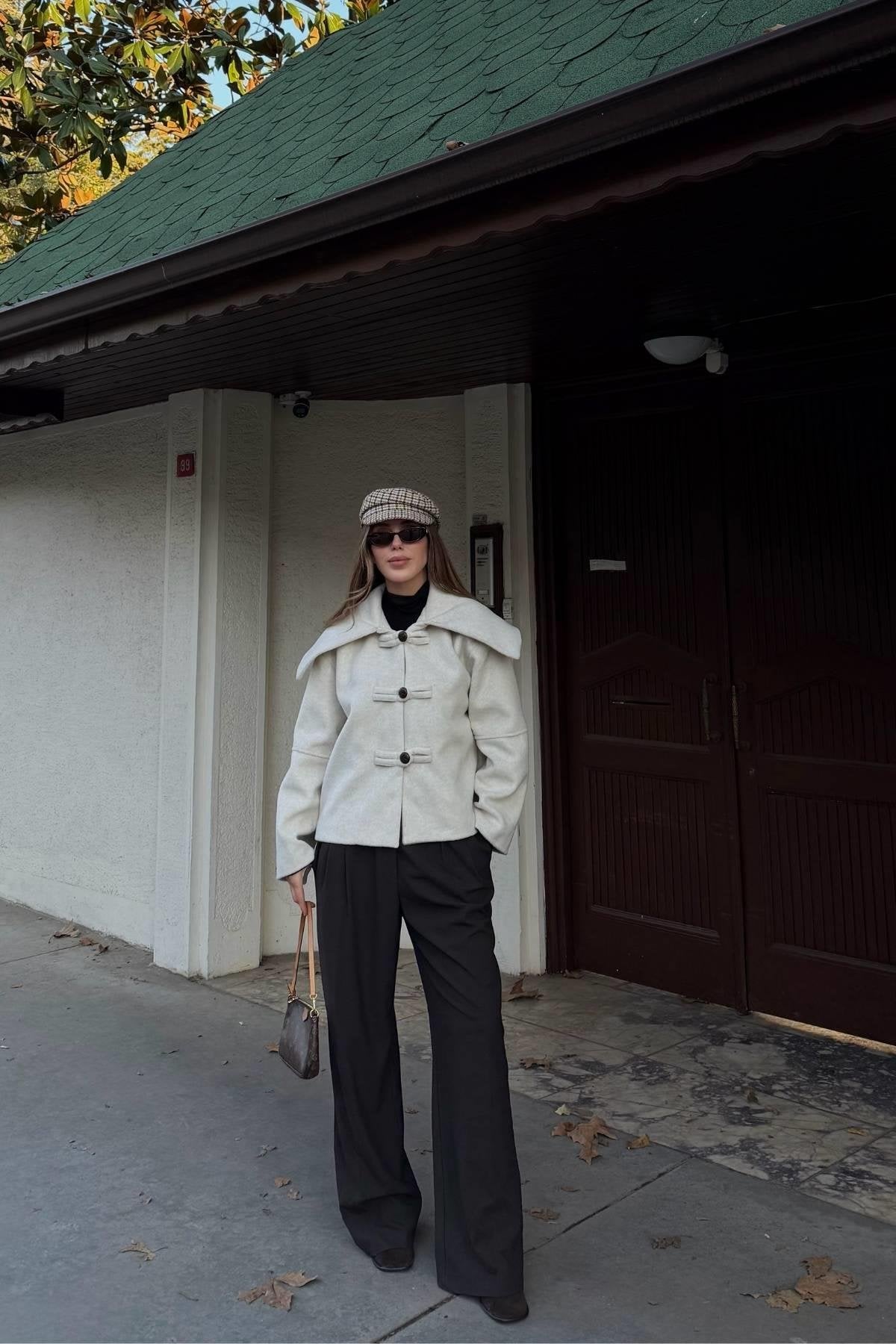 Short Winter Jacket with Elegant Button Details