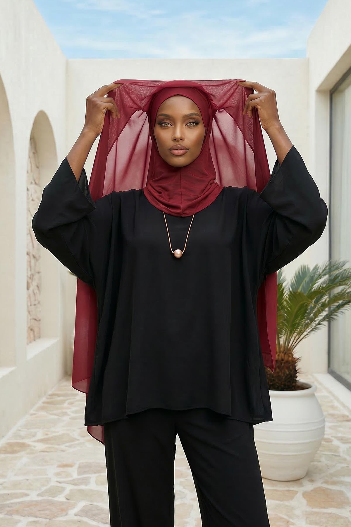 Practical Bonneted Chiffon Shawl