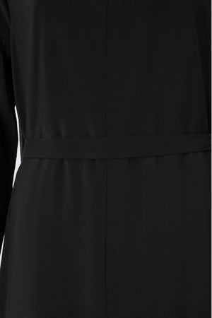 Black Modest Wide-Leg Jumpsuit with Tie Belt