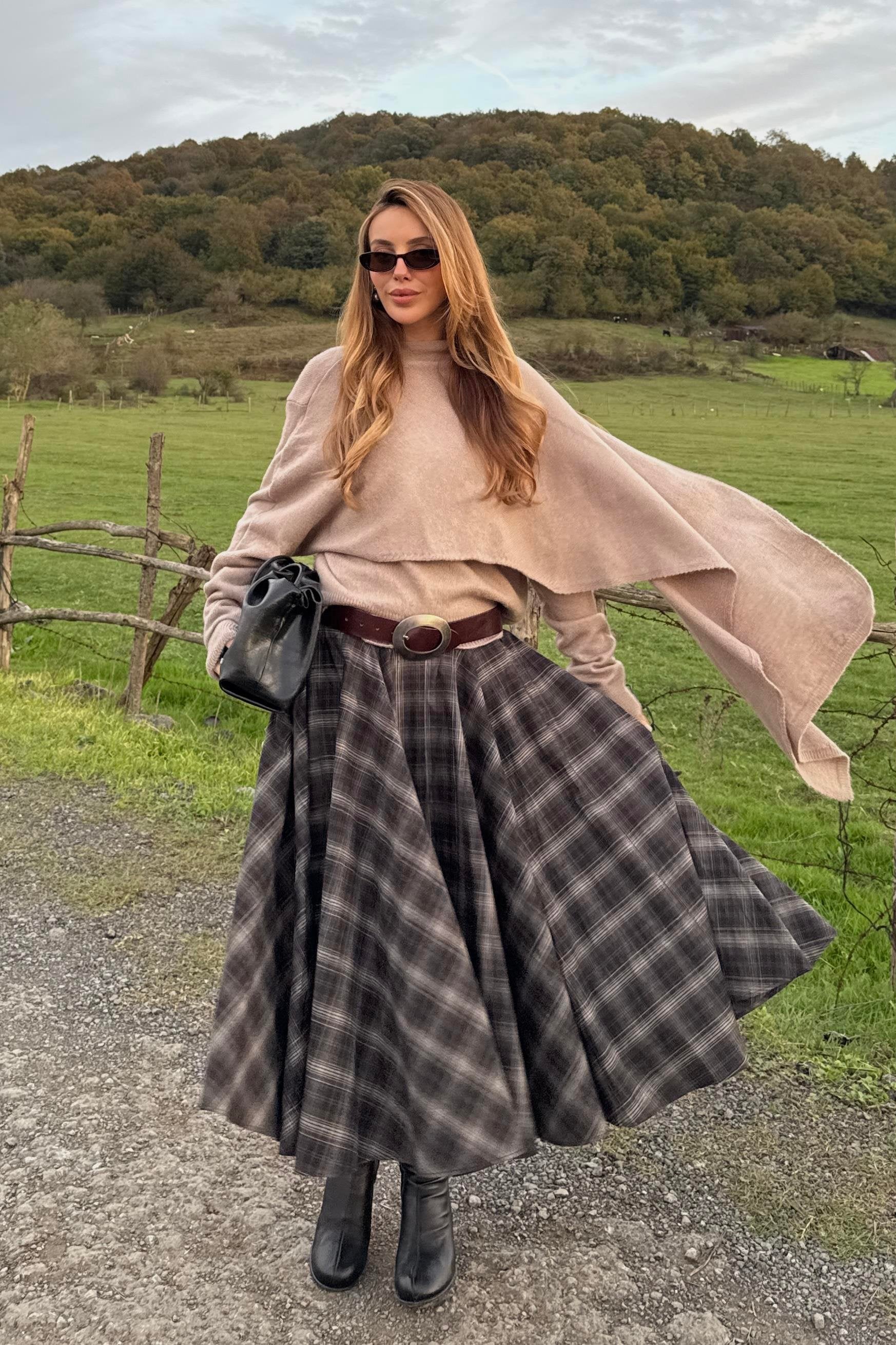 Knit Sweater with Integrated Scarf