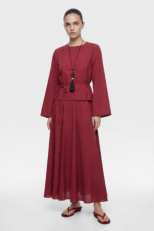 Modest Two-Piece Set with Tunic Top & Maxi Skirt — Renk 2